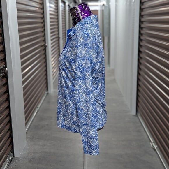 Adidas Golf Women's Medium Blue White Athletic Zip Front Jacket NWT Grand Vista - Picture 2 of 9